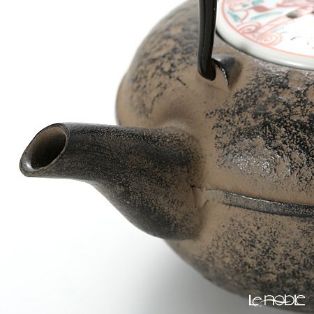 京焼・清水焼 鉄瓶急須・黒 K0111 彩赤絵 500ml