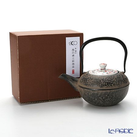 京焼・清水焼 鉄瓶急須・黒 K0111 彩赤絵 500ml