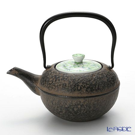 京焼・清水焼 鉄瓶急須・黒 K0112 彩青絵 500ml