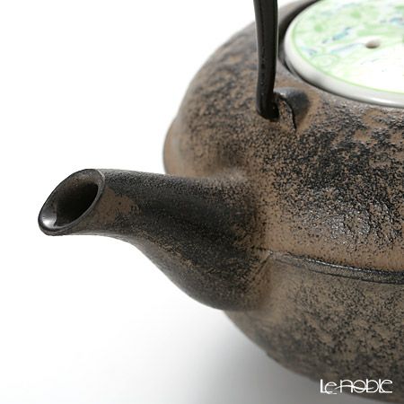 京焼・清水焼 鉄瓶急須・黒 K0112 彩青絵 500ml