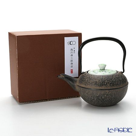 京焼・清水焼 鉄瓶急須・黒 K0112 彩青絵 500ml