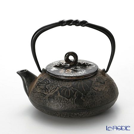 京焼・清水焼 鉄瓶急須 M0132 瓢箪唐草 510ml 鉄蓋付