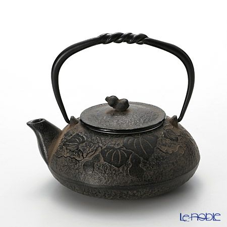 京焼・清水焼 鉄瓶急須 M0132 瓢箪唐草 510ml 鉄蓋付