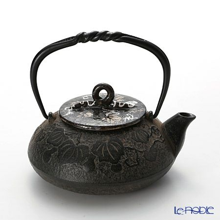 京焼・清水焼 鉄瓶急須 M0132 瓢箪唐草 510ml 鉄蓋付