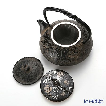 京焼・清水焼 鉄瓶急須 M0132 瓢箪唐草 510ml 鉄蓋付