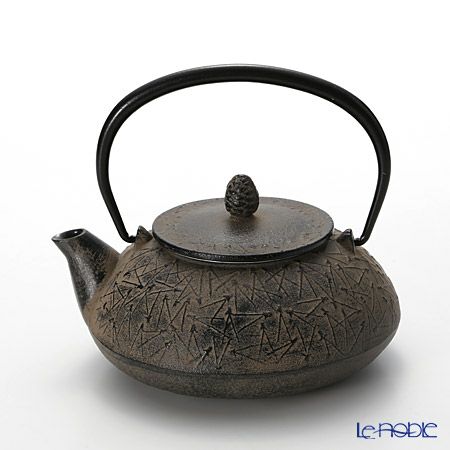京焼・清水焼 鉄瓶急須 M0134 銀彩松葉 510ml 鉄蓋付