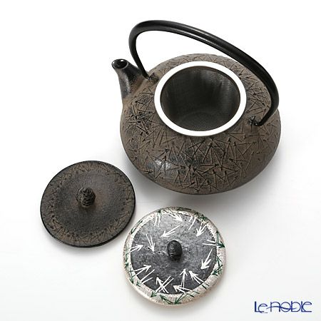 京焼・清水焼 鉄瓶急須 M0134 銀彩松葉 510ml 鉄蓋付