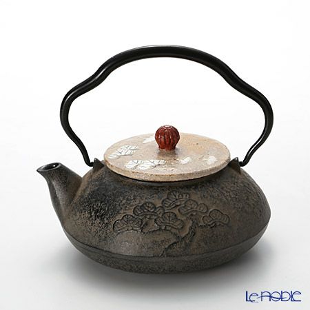 京焼・清水焼 鉄瓶急須 M0135 金銀彩鶴 510ml 鉄蓋付