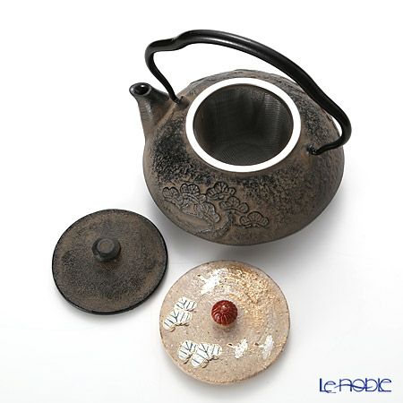 京焼・清水焼 鉄瓶急須 M0135 金銀彩鶴 510ml 鉄蓋付