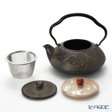 京焼・清水焼 鉄瓶急須 M0135 金銀彩鶴 510ml 鉄蓋付