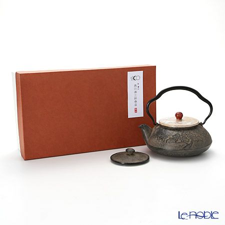 京焼・清水焼 鉄瓶急須 M0135 金銀彩鶴 510ml 鉄蓋付