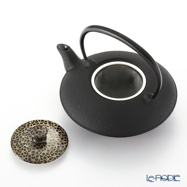 京焼・清水焼 鉄瓶急須・黒 T0168 黒地金彩桜詰 小 410ml