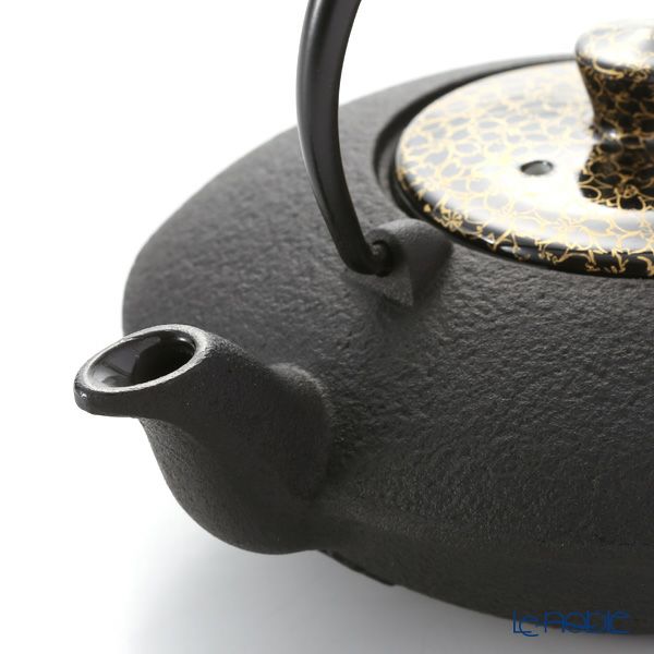 京焼・清水焼 鉄瓶急須・黒 T0168 黒地金彩桜詰 小 410ml