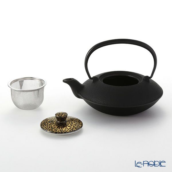 京焼・清水焼 鉄瓶急須・黒 T0168 黒地金彩桜詰 小 410ml