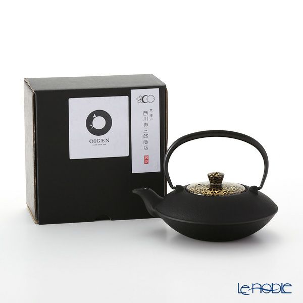 京焼・清水焼 鉄瓶急須・黒 T0168 黒地金彩桜詰 小 410ml