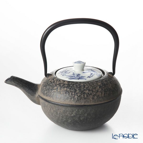 京焼・清水焼 鉄瓶急須・黒 S0172 染付高山寺 500ml