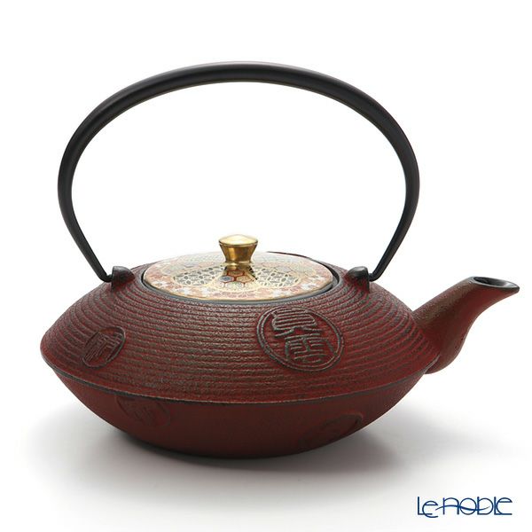 京焼・清水焼 鉄瓶急須 T0184 赤貞雲 渕花小紋 900ml