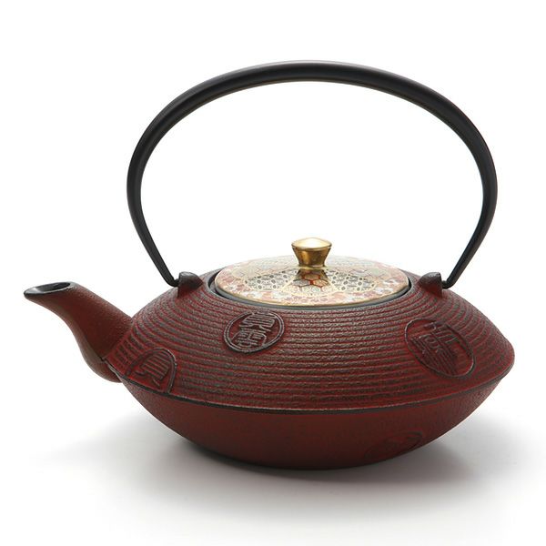 京焼・清水焼 鉄瓶急須 T0184 赤貞雲 渕花小紋 900ml