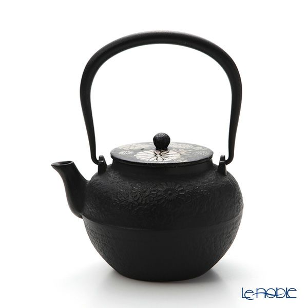 京焼・清水焼 鉄瓶急須 M0175 鉄絵菊花紋 800ml