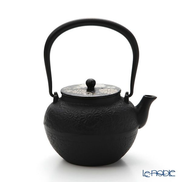 京焼・清水焼 鉄瓶急須 M0175 鉄絵菊花紋 800ml