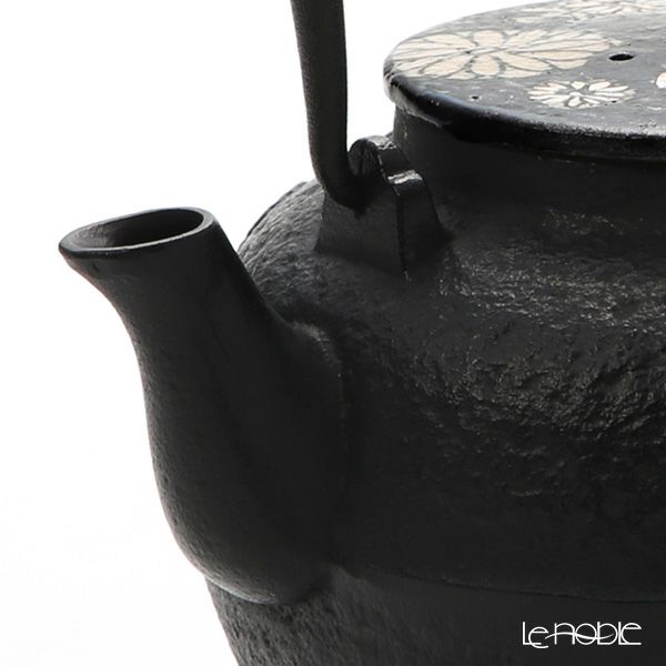 京焼・清水焼 鉄瓶急須 M0175 鉄絵菊花紋 800ml