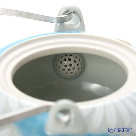 京焼・清水焼 ティーポット（石瓶） K0202 白菊青地 600ml アルミハンドル