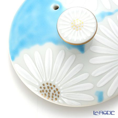 京焼・清水焼 ティーポット（石瓶） K0202 白菊青地 600ml アルミハンドル