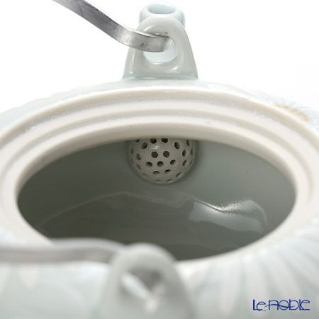 京焼・清水焼 ティーポット（石瓶） K0205 白菊刷毛目銀彩 600ml アルミハンドル