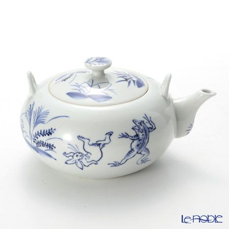 京焼・清水焼 ティーポット（石瓶） S0208 染付高山寺 600ml 藤ハンドル