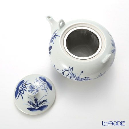 京焼・清水焼 ティーポット（石瓶） S0208 染付高山寺 600ml 藤ハンドル