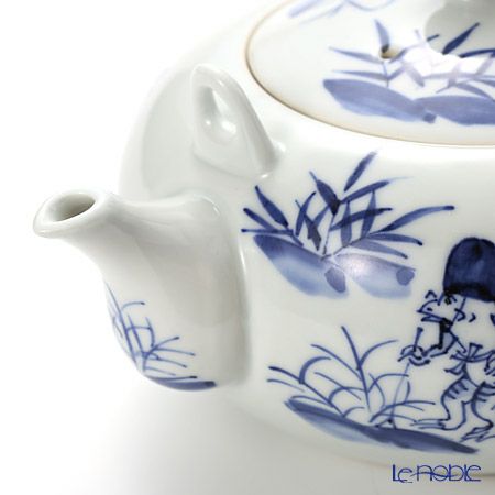 京焼・清水焼 ティーポット（石瓶） S0208 染付高山寺 600ml 藤ハンドル