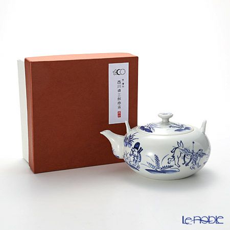 京焼・清水焼 ティーポット（石瓶） S0208 染付高山寺 600ml 藤ハンドル