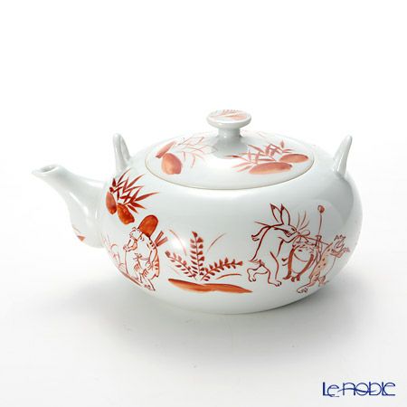 京焼・清水焼 ティーポット（石瓶） S0209 赤高山寺 600ml 藤ハンドル