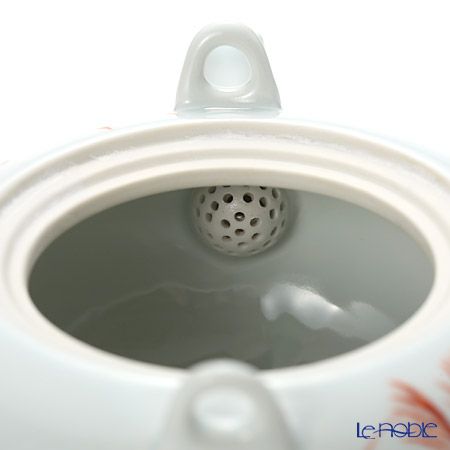 京焼・清水焼 ティーポット（石瓶） S0209 赤高山寺 600ml 藤ハンドル