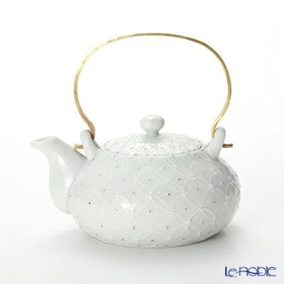 京焼・清水焼 湯さまし S0833 白磁金銀彩七宝紋 洸春窯／高島慎一