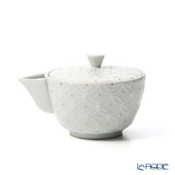 京焼・清水焼 ティーポット（宝瓶） S0291 白磁金銀彩七宝紋 160ml 洸春窯／高島慎一