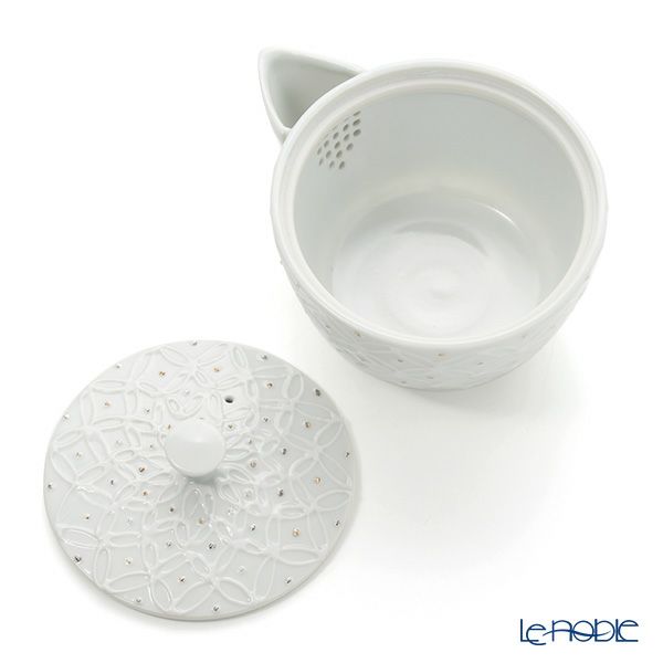 京焼・清水焼 ティーポット（宝瓶） S0291 白磁金銀彩七宝紋 160ml 洸春窯／高島慎一