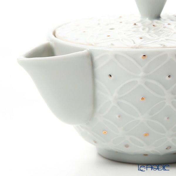 京焼・清水焼 ティーポット（宝瓶） S0291 白磁金銀彩七宝紋 160ml 洸春窯／高島慎一