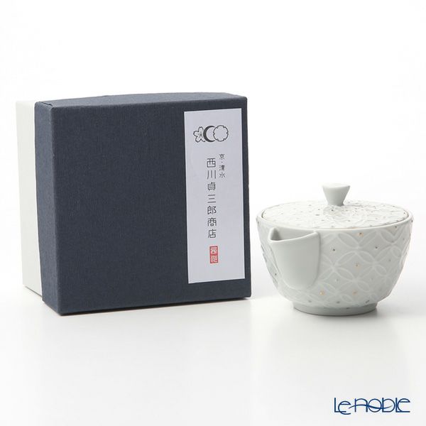 京焼・清水焼 ティーポット（宝瓶） S0291 白磁金銀彩七宝紋 160ml 洸春窯／高島慎一