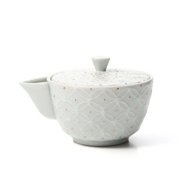 京焼・清水焼 ティーポット（宝瓶） S0291 白磁金銀彩七宝紋 160ml 洸春窯／高島慎一
