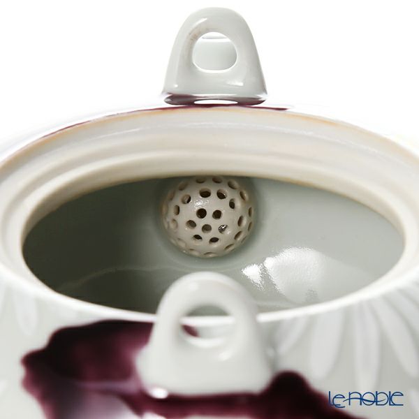 京焼・清水焼 ティーポット（石瓶） K0203 白菊紫地 600ml アルミハンドル