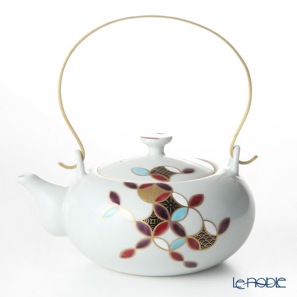 京焼・清水焼 ティーポット （石瓶） K0225 黒金彩七宝丸紋 600ml