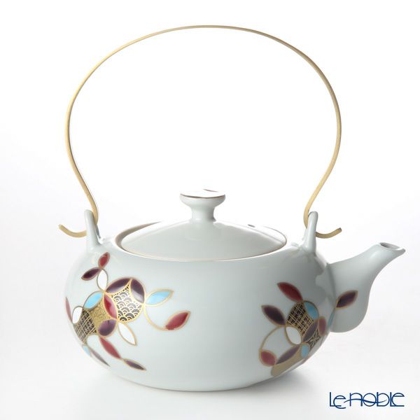 京焼・清水焼 ティーポット （石瓶） K0225 黒金彩七宝丸紋 600ml