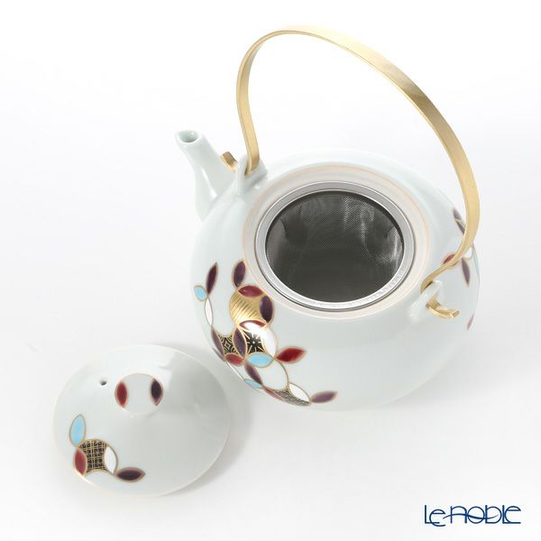 京焼・清水焼 ティーポット （石瓶） K0225 黒金彩七宝丸紋 600ml