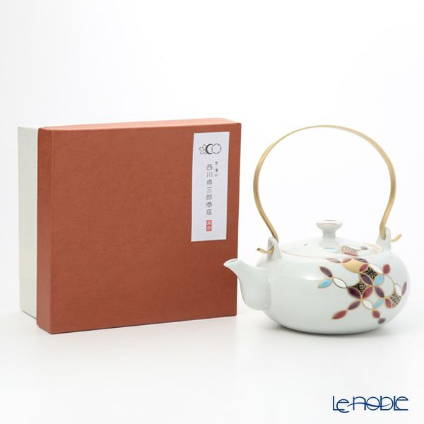 京焼・清水焼 ティーポット （石瓶） K0225 黒金彩七宝丸紋 600ml