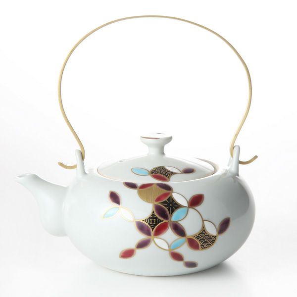 京焼・清水焼 ティーポット （石瓶） K0225 黒金彩七宝丸紋 600ml