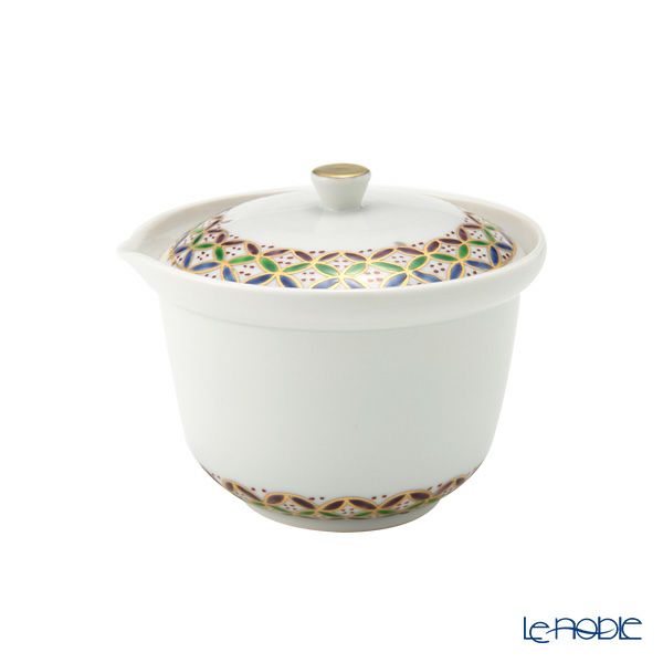 京焼・清水焼 ティーポット（宝瓶） 白磁三彩七宝紋 230ml K02113