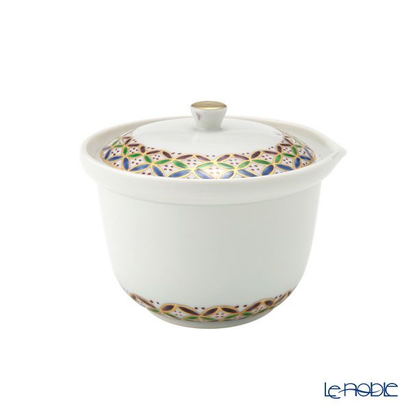 京焼・清水焼 ティーポット（宝瓶） 白磁三彩七宝紋 230ml K02113