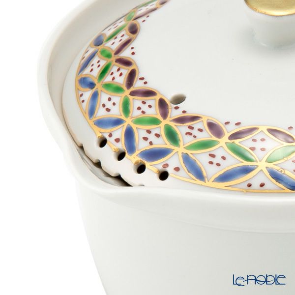 京焼・清水焼 ティーポット（宝瓶） 白磁三彩七宝紋 230ml K02113