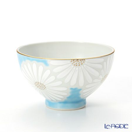 京焼・清水焼 汲出し碗 大 K0333 白菊青地